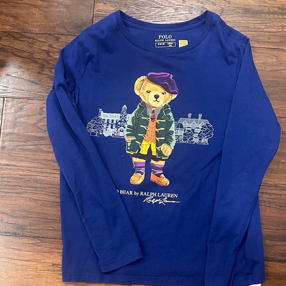 Polo by Ralph Lauren Kids Long-Sleeve Bear Tee in Royal Blue